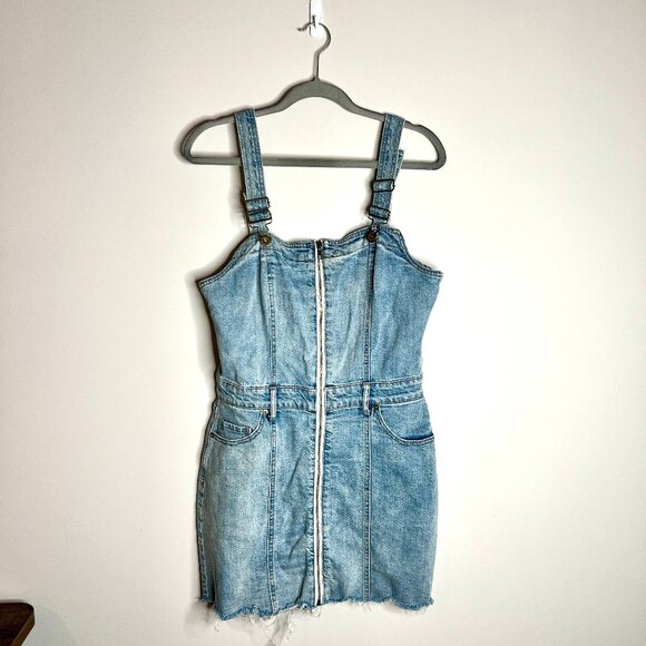 Pistola Nina Denim Mini Dress Full Zip Front Streetwear Y2K Girly Sz Large - Picture 3 of 6